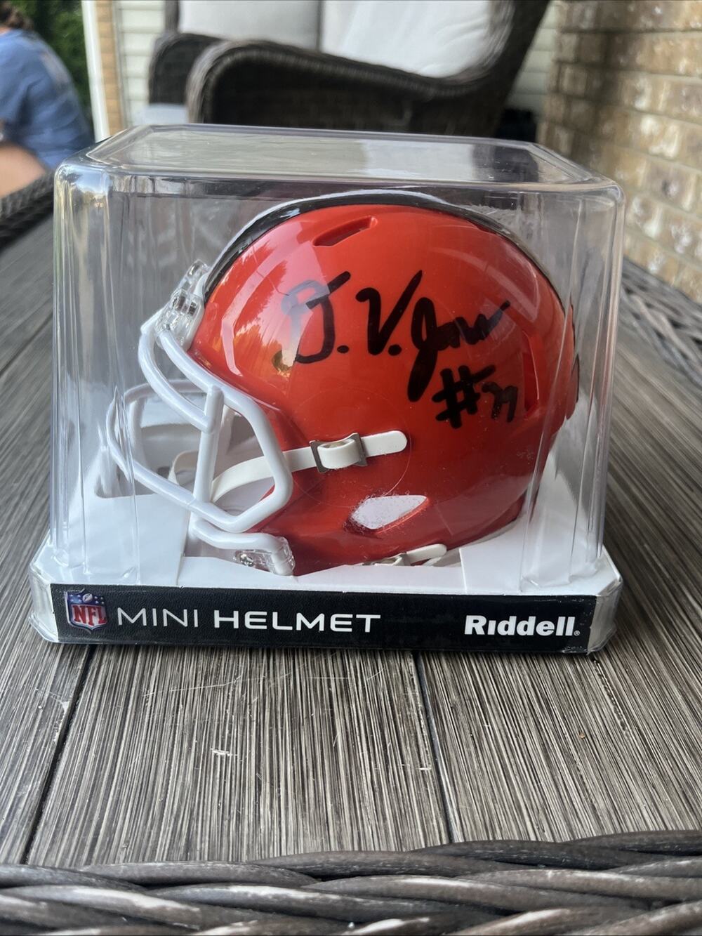 Dawand Jones / Jeremiah Koramoah Signed Mini Helmet Cleveland Browns Autograph